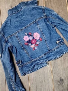 American Girl Denim Jean Jacket Size Medium 8-10 Floral Embroidery    - Picture 1 of 7