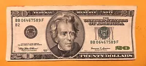 1999 Series $20 B2-NY District, Off Centered Note, S# BB 06467589 F - Picture 1 of 2