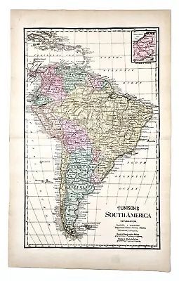 1891 South America Map ORIGINAL LARGE Brazil Argentina Patagonia Rio De Janeiro • 51.38$