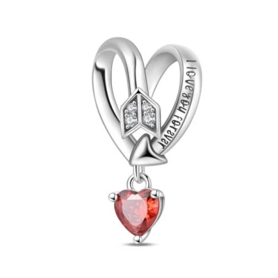KUNSIR 925 Sterling Silver "I Love you forever" Bead Heart Charm For Bracelet - Изображение 1 из 4