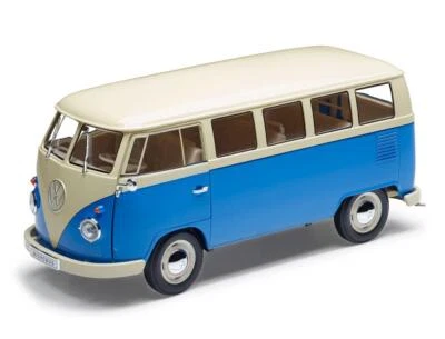 + VOLKSWAGEN VW T1 Bus Modellauto in 1:18 von Welly  blau-weiss  NEU - Bild 1 von 2