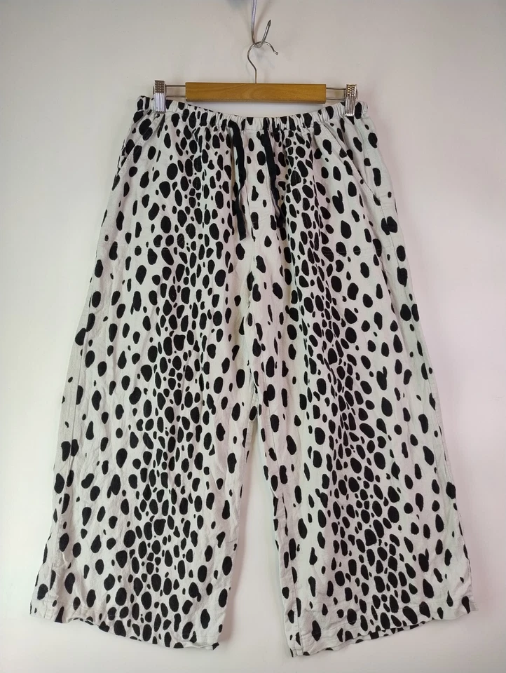 Pantalones Peter Alexander PJ Mujer M Pierna Ancha Blanco y Negro Estampado Leopardo Algodón Foto 1 de 4