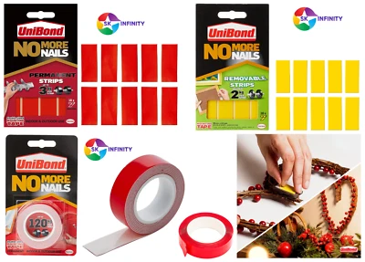 Unibond No More Nails Strisce per Appendere Quadri Nastro Biadesivo Montaggio