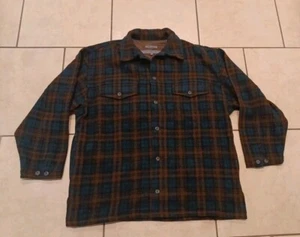 Vtg Rare Le Collezioni Structure M Men's Jacket Shirt Wool Brown Plaid Shacket - Picture 1 of 15