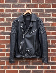 All Saints BOYSON Leather Biker Jacket XL Mens Bomber Rock Moto AllSaints B246 - Picture 1 of 14