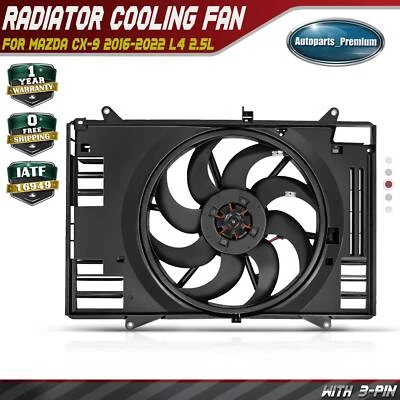 Single Radiator Fan w/ Shroud Assembly for Mazda CX-9 16-22 w/ Brushless Motor - Image 1 of 4