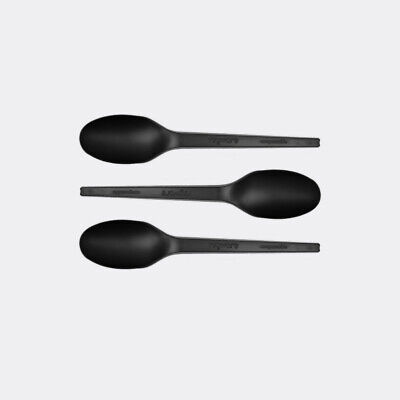 No7 CPLA Biodegradable Compostable Disposable Black Spoons 6.5  - Made From Corn • 72.32£