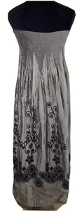 Vestido Anthropologie Lapislázuli Gris Negro Midi Floral Sin tirantes Cottagecore Talla Única - Imagen 1 de 8