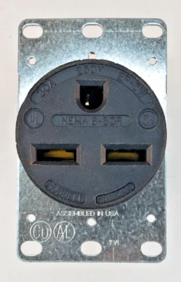 HUBBELL HBL9330 RECEPTACLE FLUSH MOUNT 30A 250VAC 2 POLE GROUNDING - Image 1 of 3