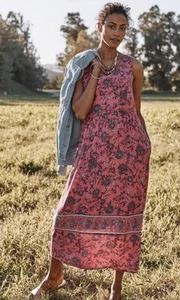 Maxi Vestido Jill Dreamscape Estampado Borde Rosa Floral Para Mujer Talla Grande (963) - Imagen 1 de 6