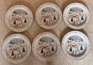 Juego de 6 platos de ensalada SANGO Silent Night vintage años 80 vacaciones de Navidad - Imagen 1 de 6