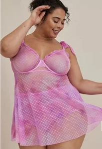 Underwire Unlined Ruffle Trim Babydoll Pink Torrid SZ 2 (18-20) - Picture 1 of 5