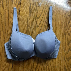 Cacique Lightly Lined Balconette Bra 38DD blue Lace Underwire Back Smoothing - Picture 1 of 6