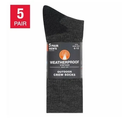 Weatherproof Vintag Men’s 6 -12 Outdoor Wool Blend Crew Sock  5 Pack | - Image 1 of 2
