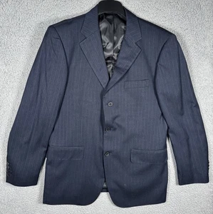 Giorgio Armani Le Collezioni Blazer Uomo Taglia A-50 Blu Rigato 3 Bottoni - Foto 1 di 11