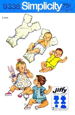 Simplicity 9338 Pattern BABY Unisex One-Piece Snap-On Suits - Image 1 of 4