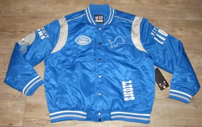 Detroit Lions NFL Quilt Lined Vintage Logos Honolulu Blue Varsity Jacket Men 2XL - Image 1 of 4