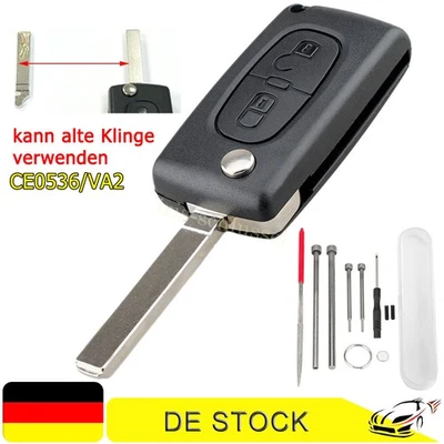 2 Tasten Klapp Schlüssel Gehäuse Für Peugeot Partner Citroen Berlingo C2 C3 DS3 - Bild 1 von 4