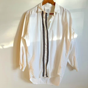 Vintage NAF NAF Paris Damen Langarmhemd weiß Knopfleiste Blumen Frankreich - Bild 1 von 17