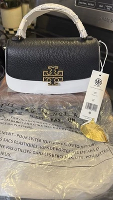NWT Tory Burch Britton Top Handle Authentic Mini Black / Gold  Shoulder Strap - Image 1 of 4