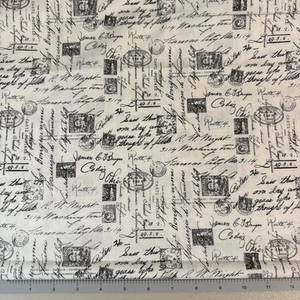 1,3 Yds, VINTAGE PARIS SCHREIBER SCHREIBEN POSTMARKEN, 100 % Baumwolle - Bild 1 von 3