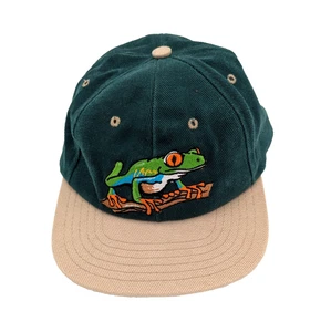 Red Eyed Tree Frog Hat / Cap Green Crown Khaki Brim Snapback - Picture 1 of 8