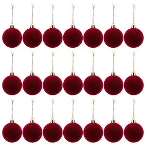 24 Pcs Flocked Decorative Balls Christmas Tree Hanging Baubles Ornaments - Picture 1 of 12
