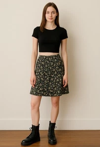Vintage Compagnie Internationale Express Skirt 90s Grunge Y2K Medium Goth Black  - Picture 1 of 11
