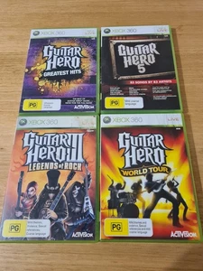 Xbox 360 Guitar Hero Bundle x4 PAL Greatest Hits Legends of Rock Complete VGC - Picture 1 of 13