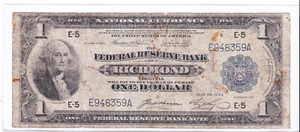 1918 $1 Federal Reserve 🇺🇸 RICHMOND Virginia VA 🇺🇸 FR721 E-5 🇺🇸 - Picture 1 of 2