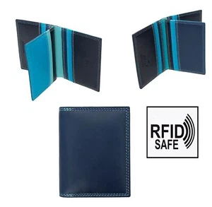 NEU RFID SAFE London blau mehrfarbig Leder Kreditkartenetui Geldbörse verpackt - Bild 1 von 7