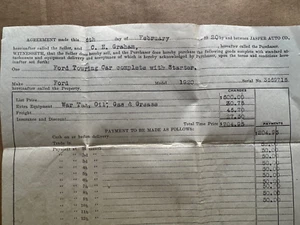 Ford Model T Car 1920 Original Receipt Jasper Auto Texas - Picture 1 of 8