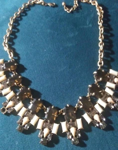 Vintage Large Goldtone Statement Necklace 20" - Multicolor, Rhinestones, Glows - Picture 1 of 8