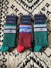Tommy Hilfiger Socks Mens 7-12 Houndstooth Stripes 6 Pairs Total. New. G6