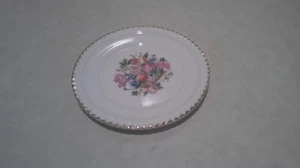 Ambrosia China 22 KT Gold Plates Dessert Floral Fruit Print, 6 1/4" - Picture 1 of 2