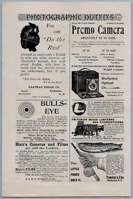 Anuncios de cámara vintage Rochester Optical Premo 1894 + Eastman Kodak + Night Hawk Foto 1 de 2