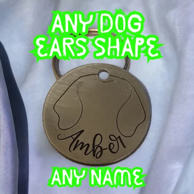 Personalized Dog Ears Pet id tag • Custom Pet Name ears shape Paw Pet Lovers - Image 1 of 4