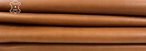 TAN BROWN TEJUS TEXTURED EMBOSSED ON Goatskin leather 4 skins 24sqf 1.2mm #C1949 - Picture 1 of 7