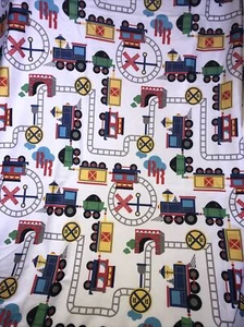 Fitted & Flat Crib Sheet Bed Set - Choo Choo Train Railroad Theme- Microfiber - Picture 1 of 3