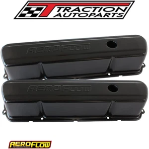 Black Steel Valve Covers Suit Holden 253-308 With Aeroflow Logo AF1822-5004 - Picture 1 of 4