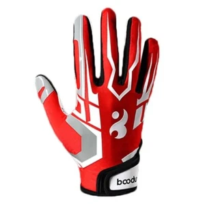 Boodun American Football Gloves Anti-Slip Full Finger Gel Gloves White Red USA - Picture 1 of 12