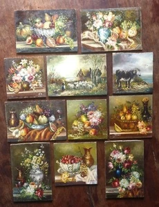 Nice vtg miniature paintings still Life flowers in general Signed Lachezze - Picture 1 of 10