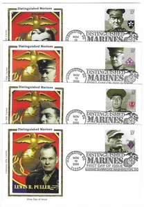 4 pcs Colorano Silk FDC 2005 37c Distinguished Marines Sc # 3961-64 - Picture 1 of 3