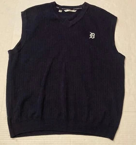 Cutter and Buck Detroit Tigers MLB Navy Sweater Vest Men Large Embroidered - Picture 1 of 5