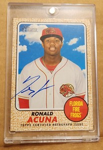 2017 Topps Heritage Minor League Real One Ronald Acuna Jr. ROOKIE RC AUTO