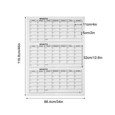 Pizarra Acrílica Calendario Planificador Trimestral Tablero Calendario Tablero de Borrado en Seco Foto 1 de 4