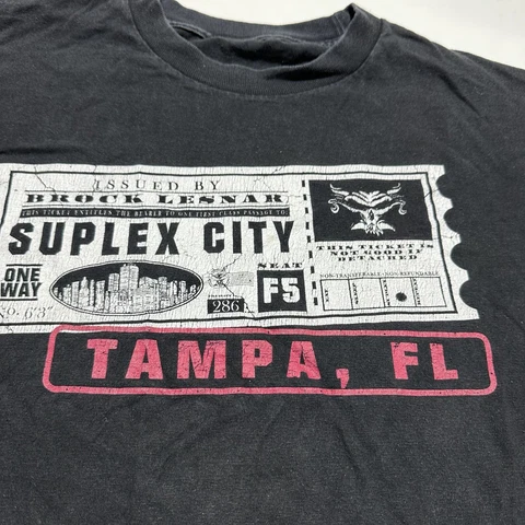 Brock Lesnar Suplex City T-Shirt Men’s L Tampa WWE Authentic Wear Black Casual Cover