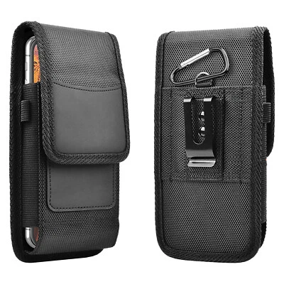 Funda tipo billetera vertical para teléfono celular con clip para cinturón para iPhone Samsung Foto 1 de 4