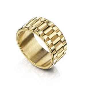 Herren Ring Gold vergoldet Edelstahl 18 Karat 750 Gold WASSERFEST R6083DL - Picture 1 of 2