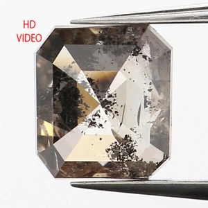 0.87 CT Natural Loose Emerald Cut Diamond 5.60 MM Salt And Pepper Diamond QL9510 - Picture 1 of 9